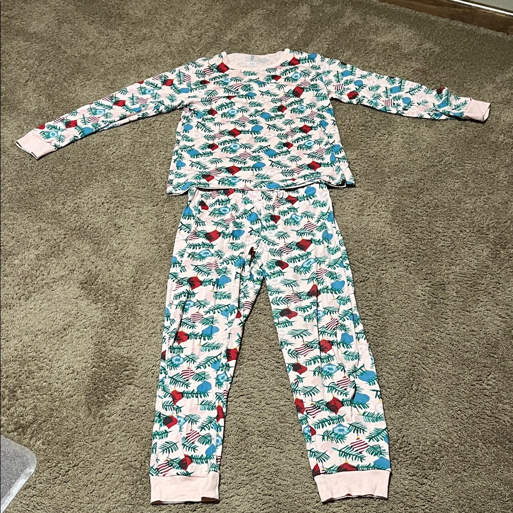 Gymboree Pink and Green Ornament Christmas Pajama Set